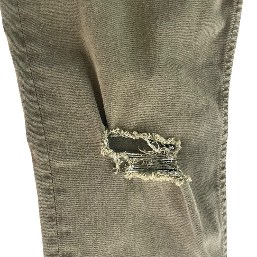Mother The Drop Out Jeans Moss Green Stretch Crop Distressed Style Sz 28 - Picture 6 of 15